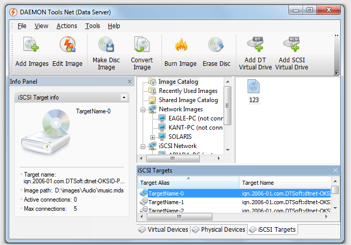 iSCSI Targets Panel