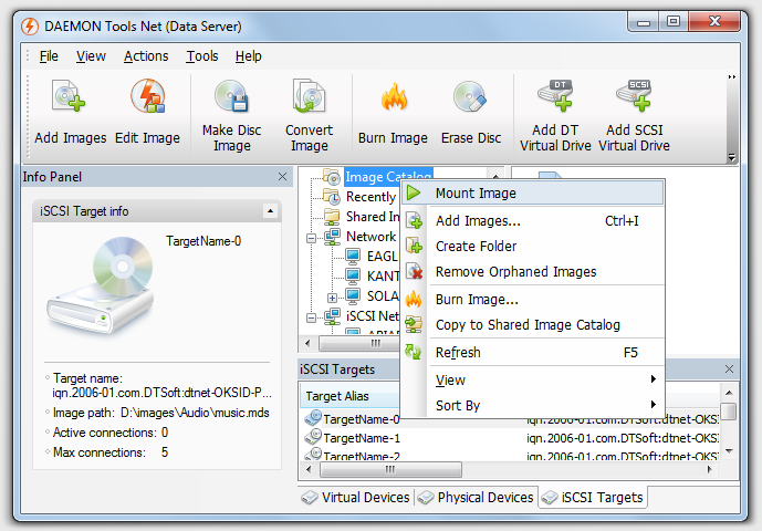 iSCSI Targets Panel